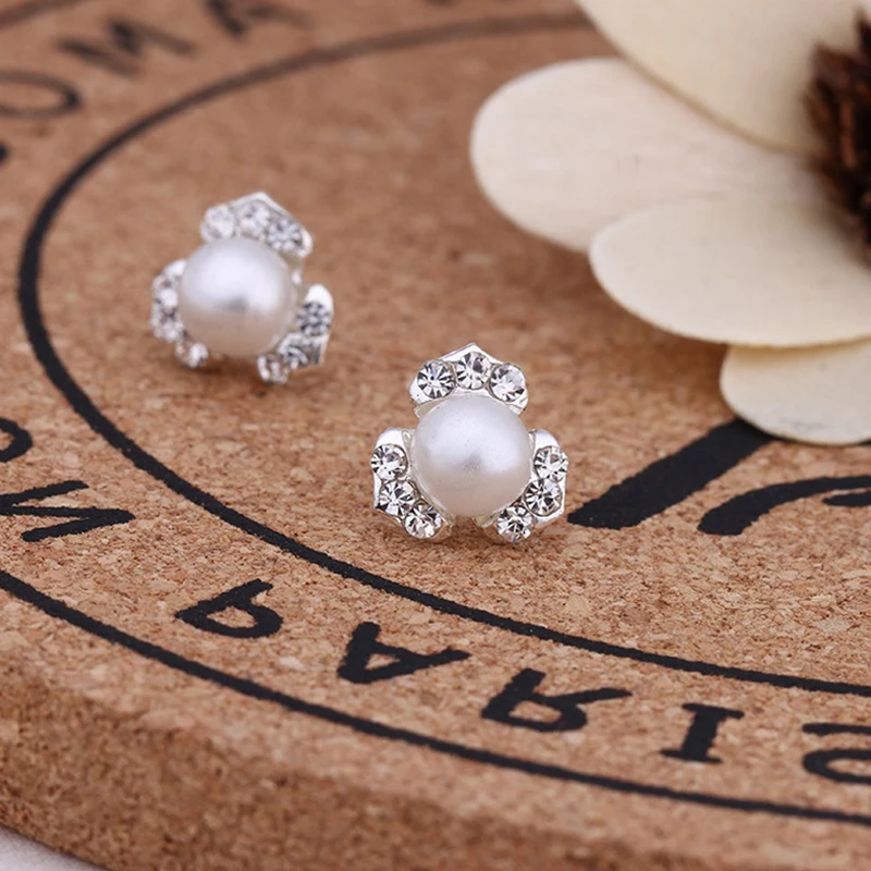 New Fashion Exquisite Stud Earrings Cute Cherry Star Crown Crystal Imitation Pearl For Women Piercing Jewelry Brincos Gift