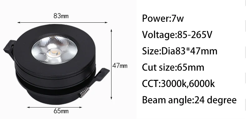 Super Bright  220V Led downlight COB Spot Light 3w 5w 7w 10w recessed Lights Bulbs Indoor Lighting warm white /cold white