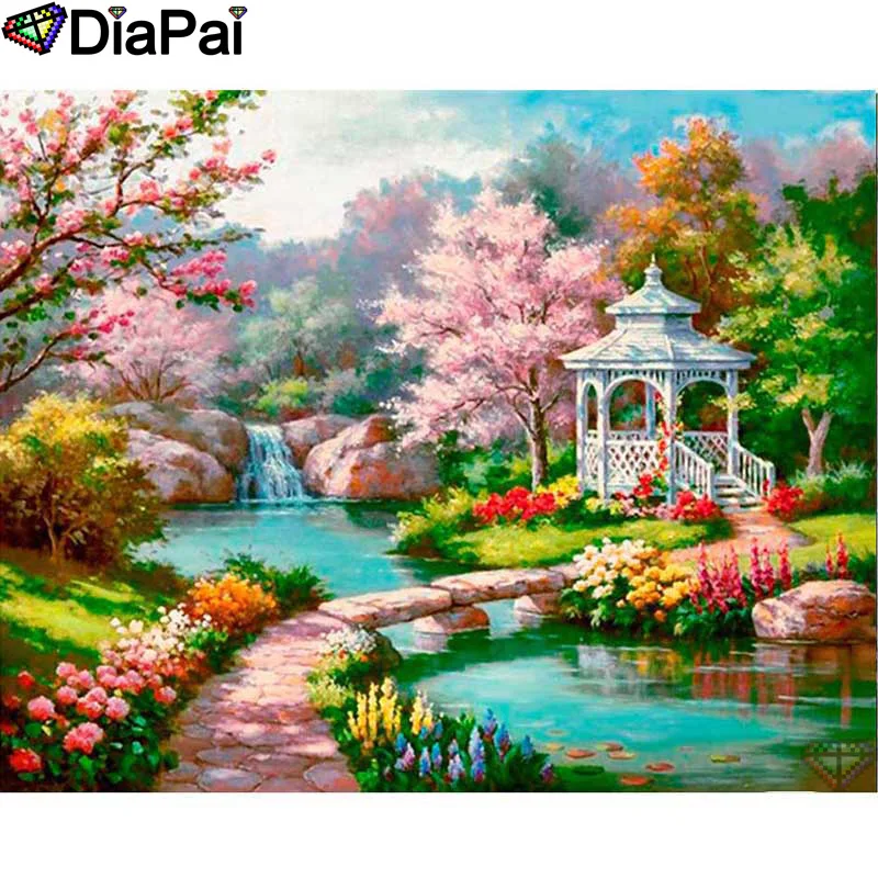 

DIAPAI 100% Full Square/Round Drill 5D DIY Diamond Painting "Pavilion scenery" Diamond Embroidery Cross Stitch 3D Decor A21004