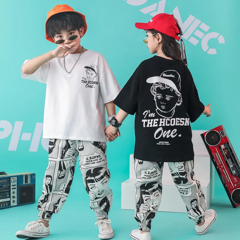 Летняя одежда для девочек комплект уличной одежды в стиле хип-хоп для больших мальчиков, хлопковая детская одежда с героями мультфильмов одежда для подростков от 8 до 12 лет