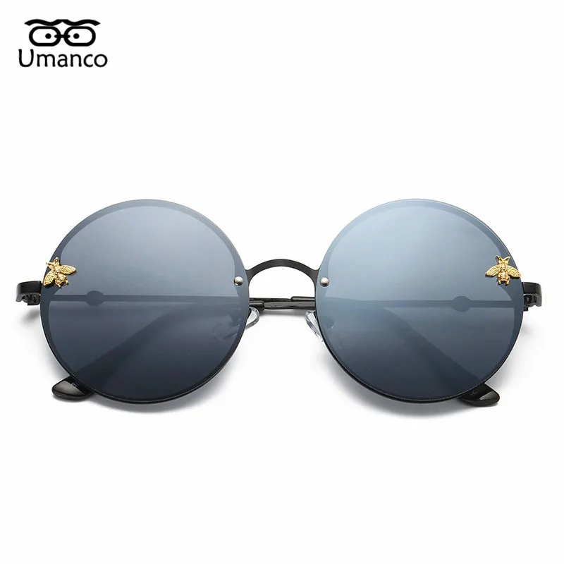 Umanco Luxury Round Sunglasses Men Women Designer Brand Fashion Bee Sun Glasses Vintage Metal Eyewear Male Steampunk Eyeglasses