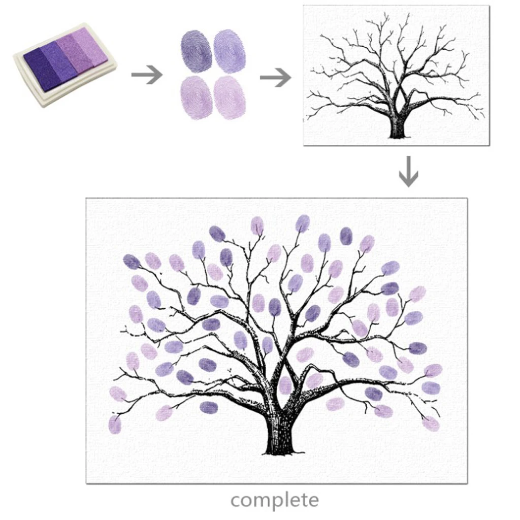 Guest Signature Sign-in Book with Inkpad, Fingerprints Tree Painting for Wedding Birthday Party