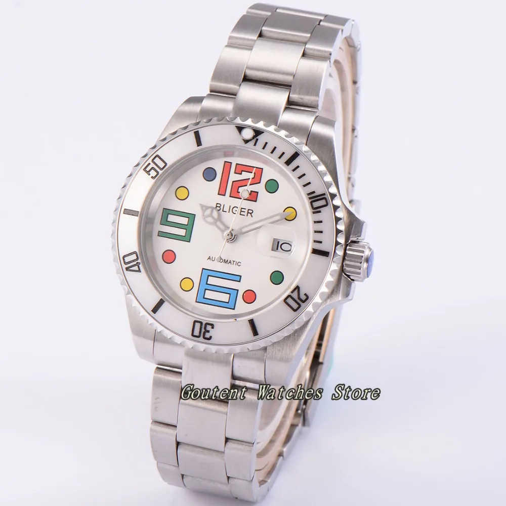 

40mm Bliger Date SS. Case Ceramic Bezel Luminous Sapphire Glass Automatic Men's Watch