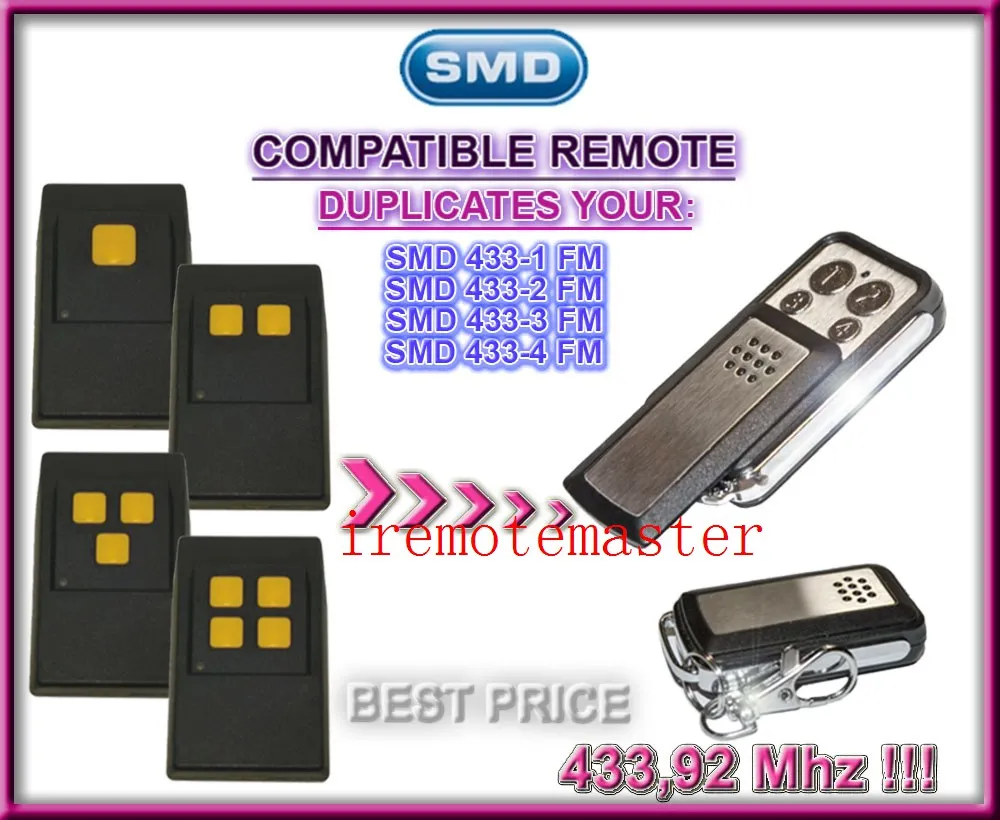 

SMD 433-1FM, 433-2FM, 433-3FM, 433-4FM replacement remote 433,92mhz