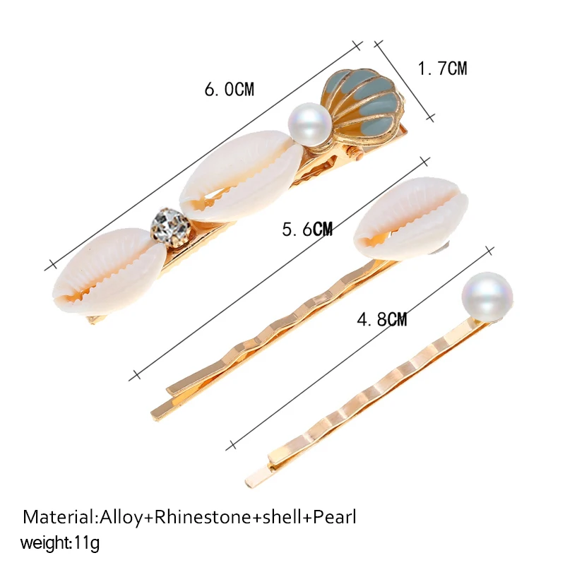 Ретро богемная заколки для Для женщин ручной работы аксессуары Sea Shell шпильки с жемчугом индийские украшения 3 шт./компл. модный головной убор