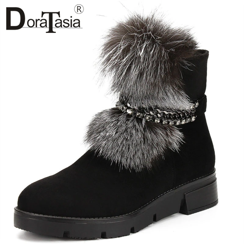 Ajouter Noir 36 Bottes 2019 D'hiver Solide Doratasia Nouveautés Zip De Bottines Gros Up Femmes Grande Fourrure Taille 41 Femme Chaussures QCBoexEdrW