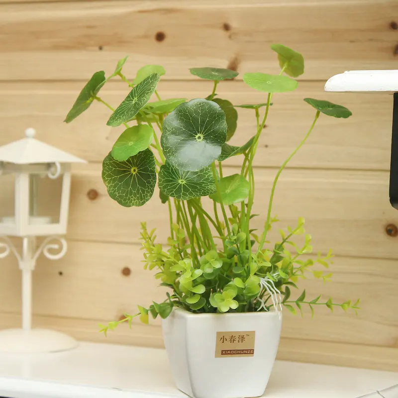 Coins grass mini bonsai decoration office desk artificial flower small