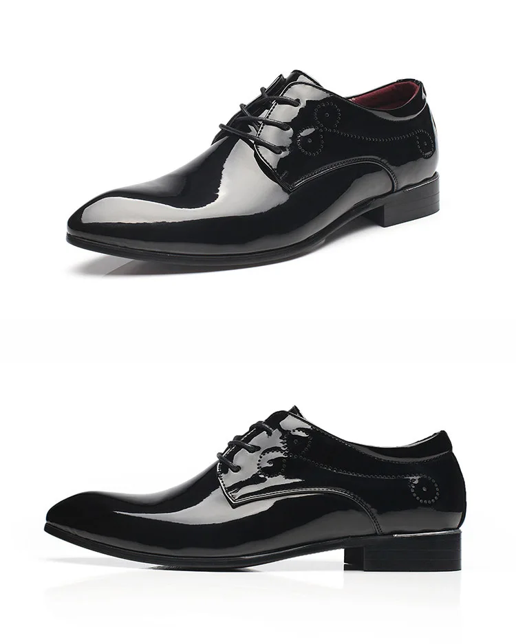Формальная обувь мужские ажурное платье обувь оксфорды для мужчин свадебные туфли в деловом стиле лакированная кожа на шнуровке обувь