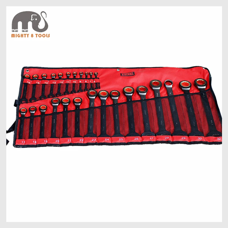 X steel 25 шт. CR V Ratcheting Ratchet комбинированное кольцо открытый гаечный ключ набор (6 32