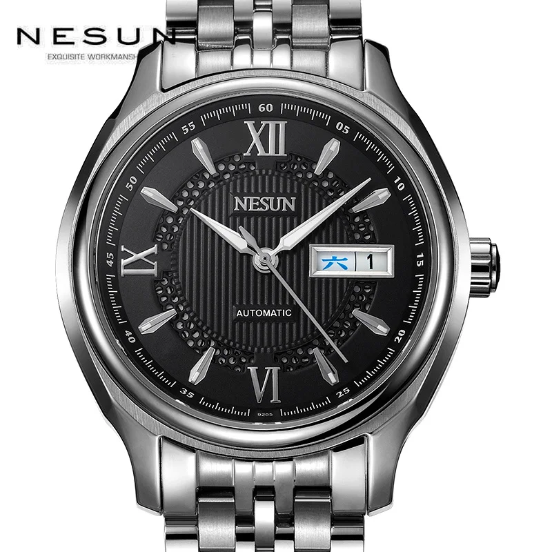 

Nesun Men Watch Automatic Mechanical Waterproof Stainless Steel Leather Sapphire Watches Mens Business Gifts Relogio Masculino