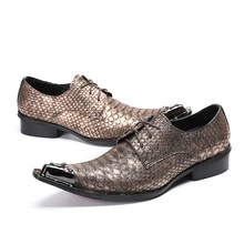 Chaussure homme/модельные свадебные туфли со стальным острым носком, строгие мужские туфли-оксфорды из змеиной кожи, офисные итальянские туфли из натуральной кожи