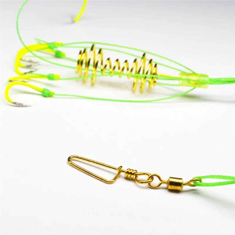 

4 Pcs/Set Fluorescence Anti-hook Fishing Bait Spring Lure Inline Hanging Multifunctional design Tackle Stainless Steel Feeder