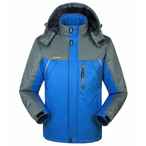 Зимняя мужская куртка, уплотненные пуховые куртки, Водонепроницаемая спортивная ветрозащитная теплая мужская УФ куртка для улицы, катания на лыжах, пешего туризма, походов, восхождении - Цвет: blue