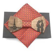 bimimi деревянный лук галстук дети высокого качества бренд галстук-бабочка женские деревянные галстуки для мужчин с красным карманом квадратный набор галстук