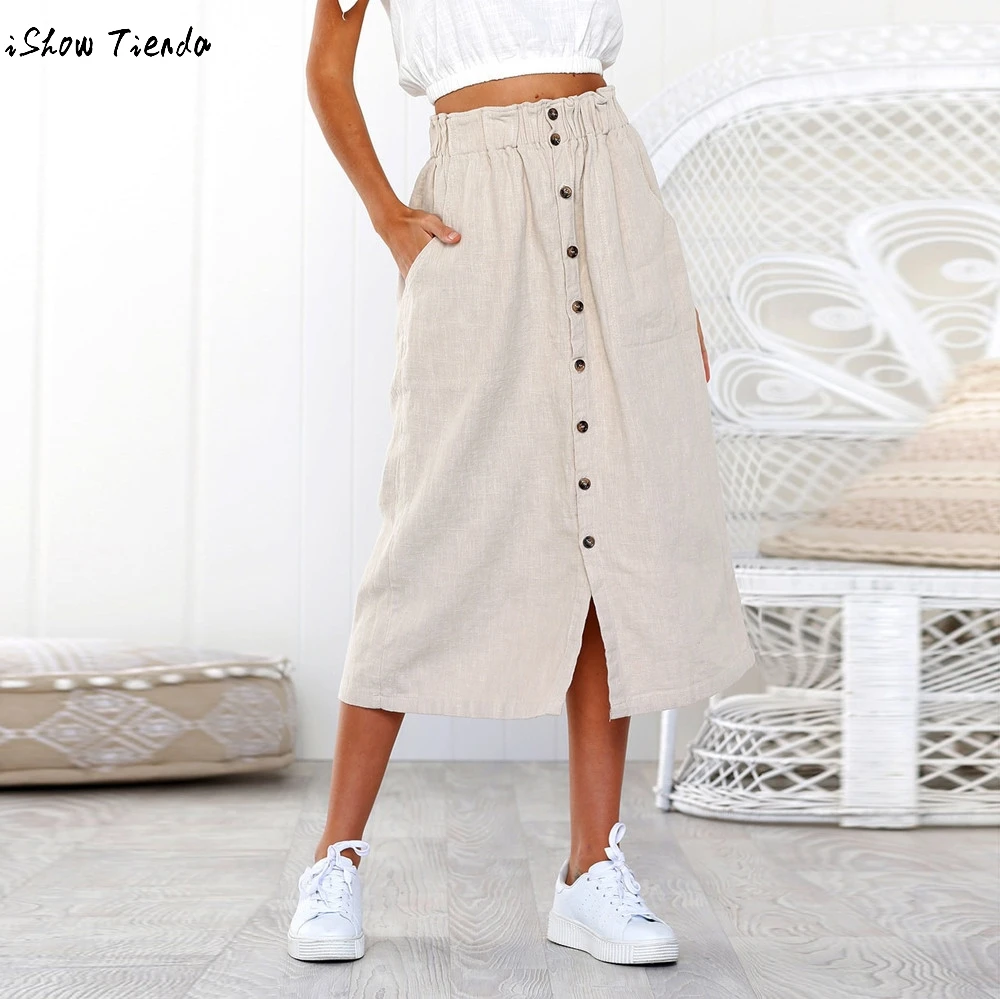 Women'S Loose Casual Skirt A Line Mid Length Half Skirt Linen Long Skirt Plus Size Plaid Skirt Daybed Skirt Floral Midi Skirt Schoolgirl Skirt Rhinesto