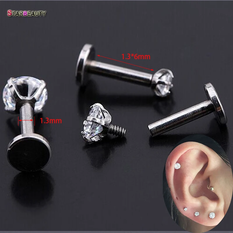 Rose Gold Plated Surgical Steel Lip Ring - 16G Curved Bar With CZ Gem