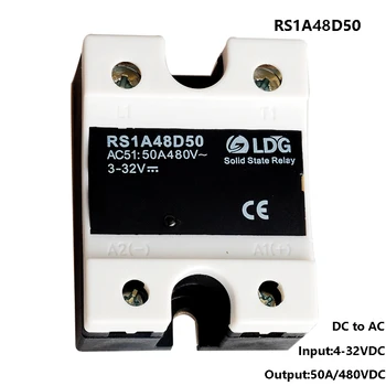 

RS1A48D50 Input 5V 12V 24V 32V DC Mini Relay Solid State,Triac Output 50A/42-530V AC Voltage Control SSR Relay Switch Module