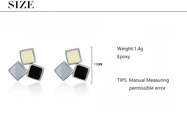 Anenjery простые универсальные 925 пробы серебряные разноцветные эпоксидные квадратные серьги для женщин букле d'oreille oorbellen S-E799