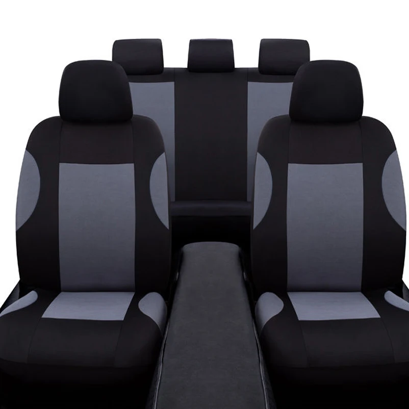 

Universal 9 Pcs Gray Car Seat Covers Set Breathable Polyester for Auto Front Rear Seats Headrests Free Shipping