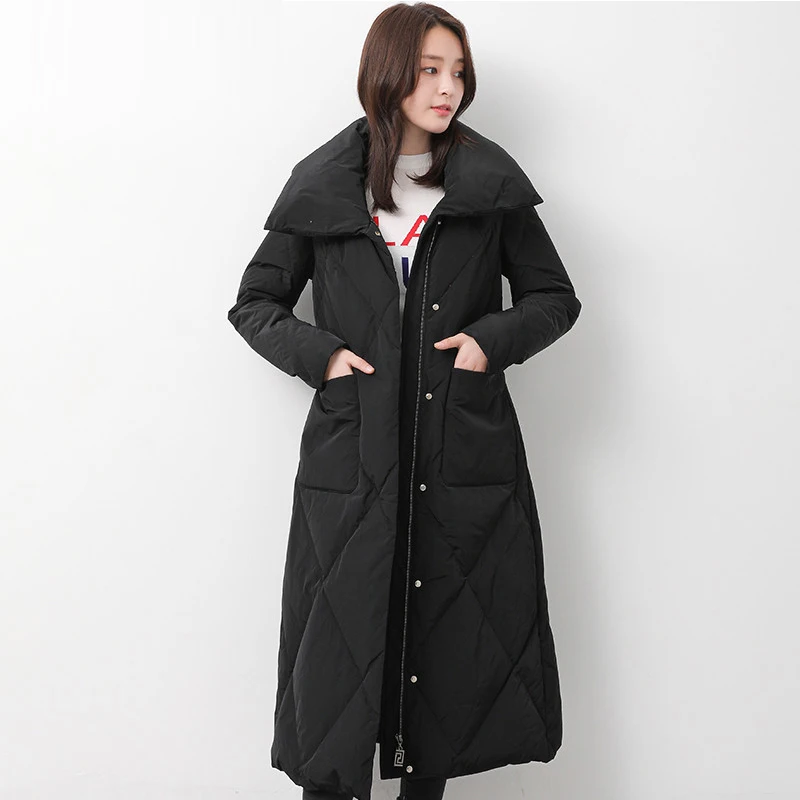 

New Fashion Slim Long Down Parkas Women Thicken Warm Down Jacket 90% White Duck Down Jackets Female Casual Down Coats YP2112