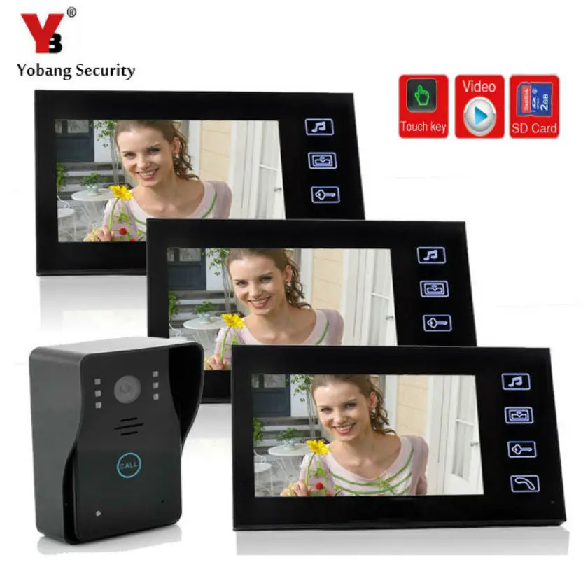 

YobangSecurity 7 Inches Wired Rainproof Video Door Phone Doorbell Door Chime with Video Recording and Photo Taking Function