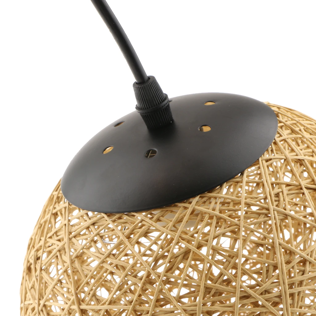 2 Colors /Set Rattan Woven Ball Globe Pendant Lampshade Hanging Loft Ceiling Lamp, 20cm,  Coffee+Flaxen