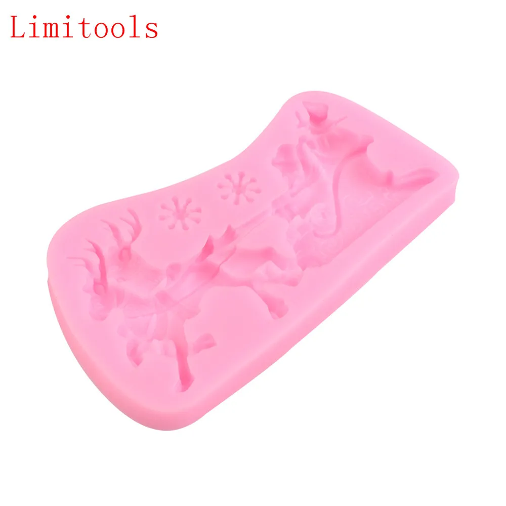 

Silicone Cake Mold Christmas Santa Claus And Reindeer Fondant Mould Cake Decorating Tools Pastry DIY Fondant Molds