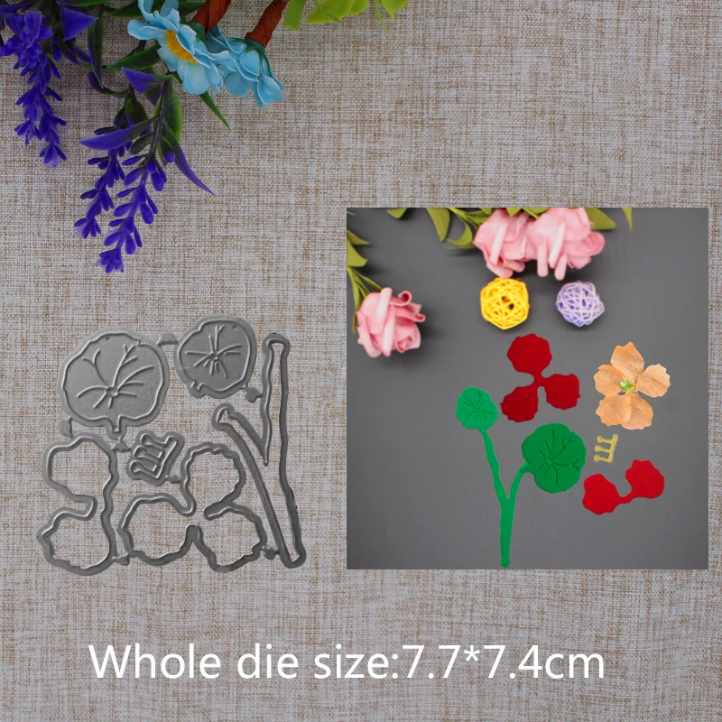 

2019 New Arrival Flower Golden Lotus Cutting Dies Stencil DIY Scrapbook Embossing Decorative Paper Card Craft Template 77x74mm