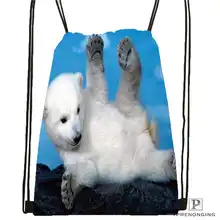 Изготовленная на заказ походная сумка на шнурке с изображением полярного медведя, милый рюкзак для детей(черная спинка), 31x40 см#2018612-01-14