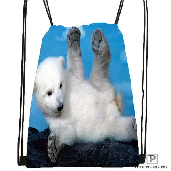 Custom polar bear cubs Drawstring Backpack Bag Cute Daypack Kids Satchel Black Back 31x40cm 2018612 01