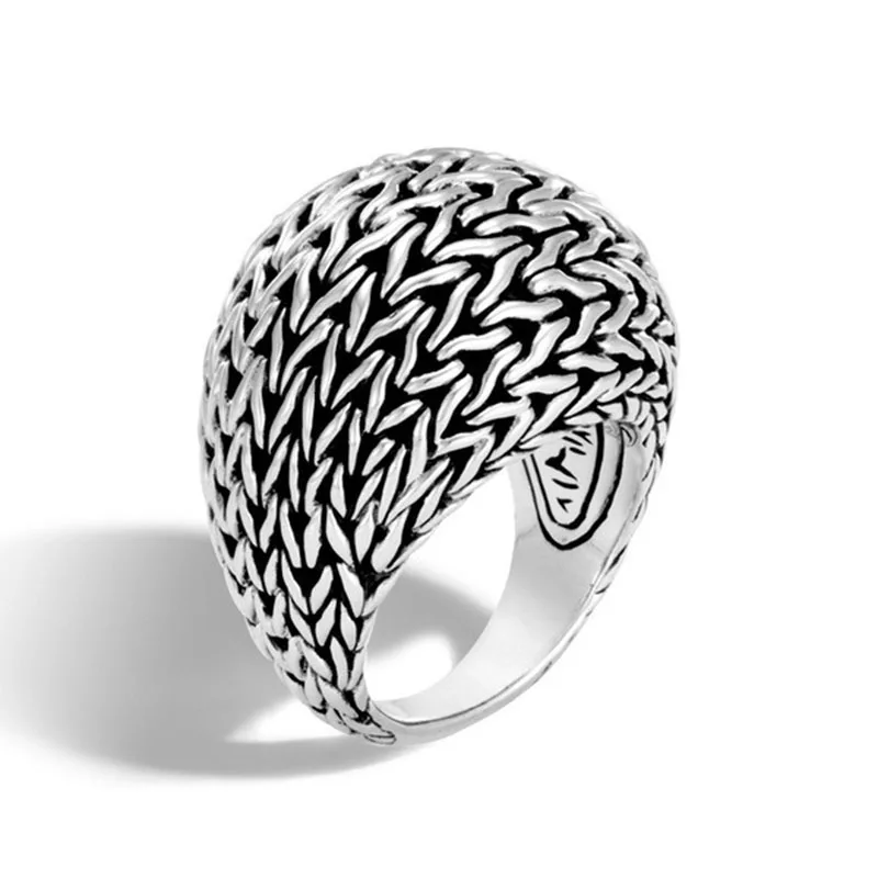 

Fashion Antique Silver Titanium Steel Big Wide Finger Rings For Women Men Twist Circle Punk Ring Anel Bijoux Free Shipping R738
