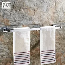 FLG Towel Bars Chrome Metal 2 Rail Towel Shelf Hanger Holder Wall Mounted Towel Rack Bathroom Accessories gfmark towel hanger modern style wall mounted chrome surface towel bars bathroom towel rack shelves holder badkamer accesoires