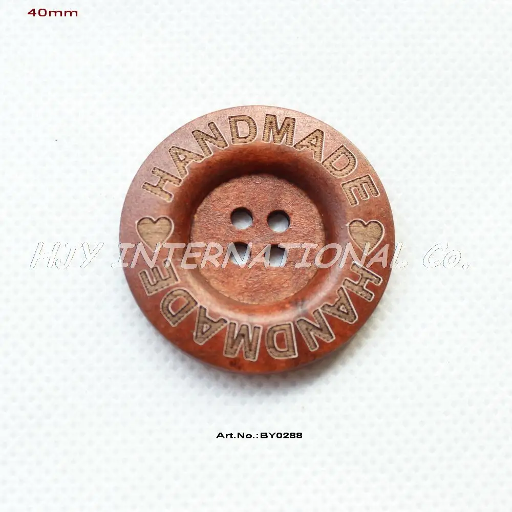

(20pcs/lot)40mm Handmade engraving .large wooden sewing buttons 40mm brown bulk supplies China-BY0288