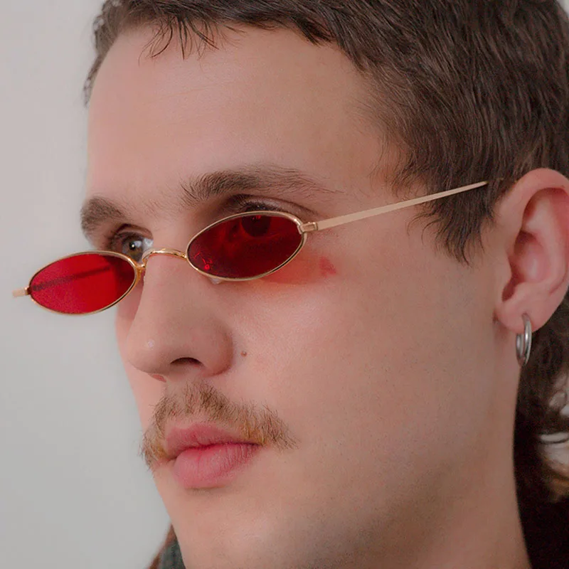 

2019 Small Oval Sunglasses for Men Male Retro Metal Frame Yellow Red Vintage Small Round Sun Glasses for Women