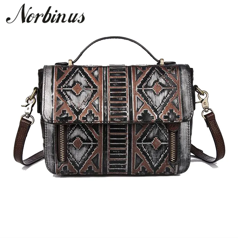 

Norbinus 2018 Women's Genuine Leather Handbag Embossed Luxury Brand Designer Messenger Shoulder Bags Ladies Top-Handle Bags Tote
