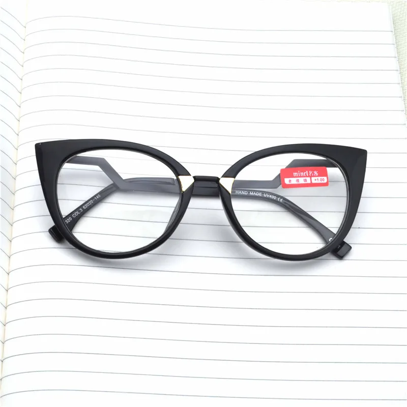 MINCL/модные прогрессивные многофокусные очки для чтения с кошачьими линзами для женщин и женщин, сверхлегкие LXL - Цвет оправы: black