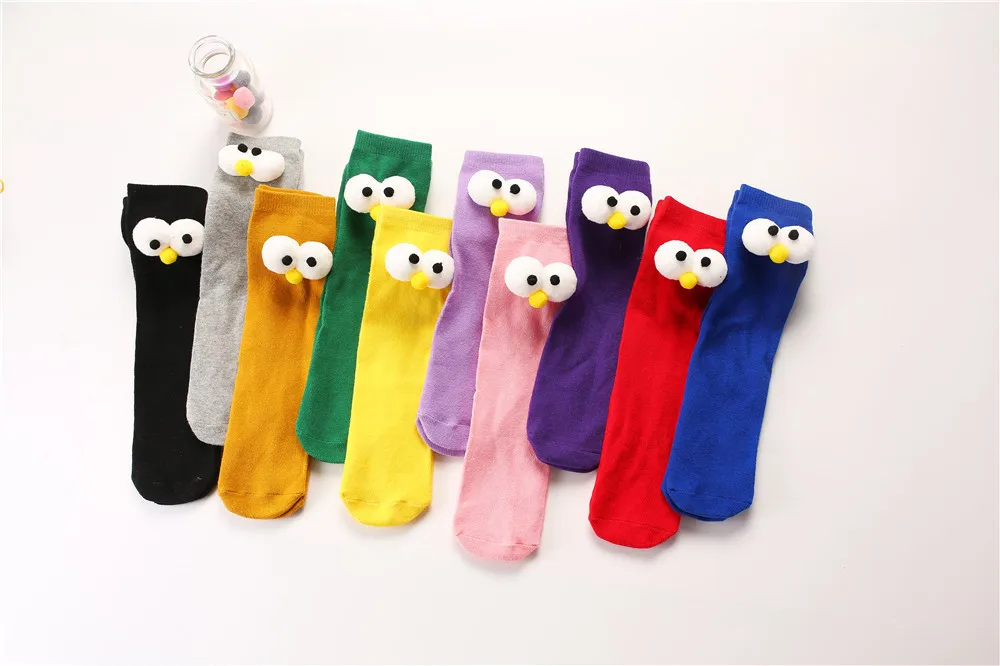 

Paren-Child Outfit Socks Mid-Calf Length Sock Children Knee-high Socking Candy Colorful Cartoon Solid Color Front and Back Wear