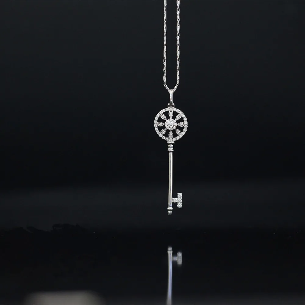 

LASAMERO Halo 0.034CT 18k Gold Round Cut Square Center Pave Set Natural Diamond Pendant Necklace Chain Women Fine Jewelry