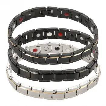 

4 In 1 Men Titanium Steel Germanium Magnetic Bracelet Far Infrared Therapy Body Pain Relief Adjustable Magnet Health Bracelet