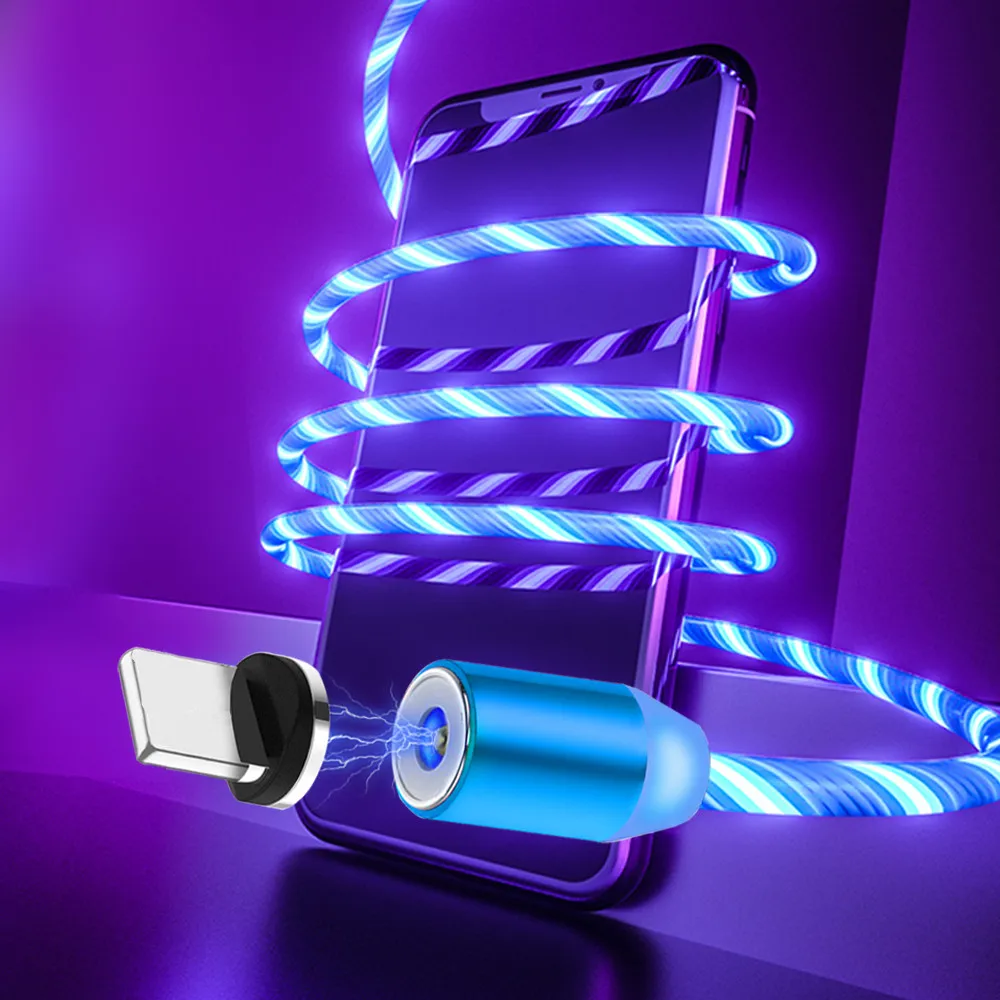 

For Samsung S4 S6 S8 A10 A50 LED luminous Magnetic suction fast charger Micro USB Type C Cable For Xiaomi Mi8 Redmi 7 Note 6 Pro