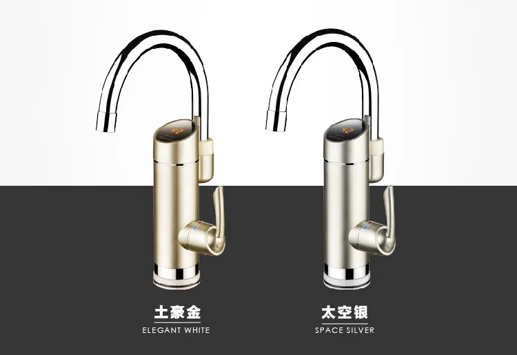 DMWD Electric Kitchen Heater Tap Temperature Display Tankless Instantaneous Hot Water Heating Faucet Boiler Shower 3000W EU Plug