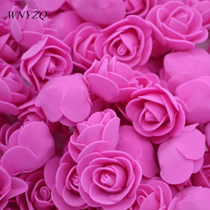 100Pcs 3cm Mini PE Foam Rose Flower Head Wedding Gift Box Packing Decoration DIY Wreath Foam Rose Artificial Flowers For Wedding