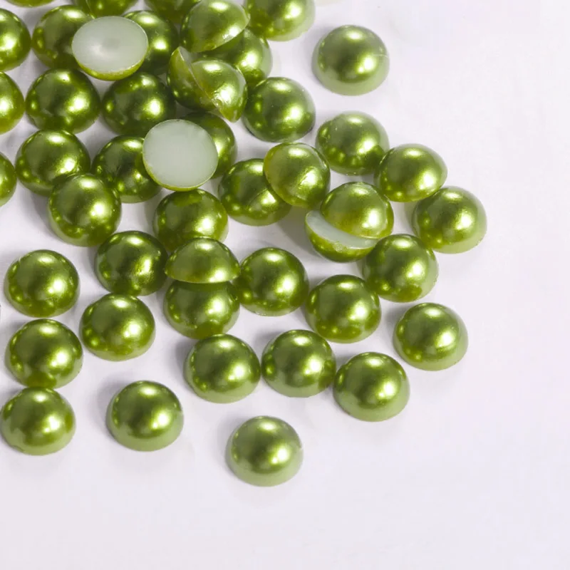 ЦЯО 6 мм/8 мм/10 мм полукруглые акриловые бусины с плоской задней стороной имитация жемчуга для DIY дизайнов одежды аксессуары - Цвет: olive green