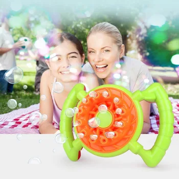 

Steering Wheel Shape Bubble Machine 12-Hole Electric Bubble Machine Small Fan Toy Outdoor Blowing Bubble Toy