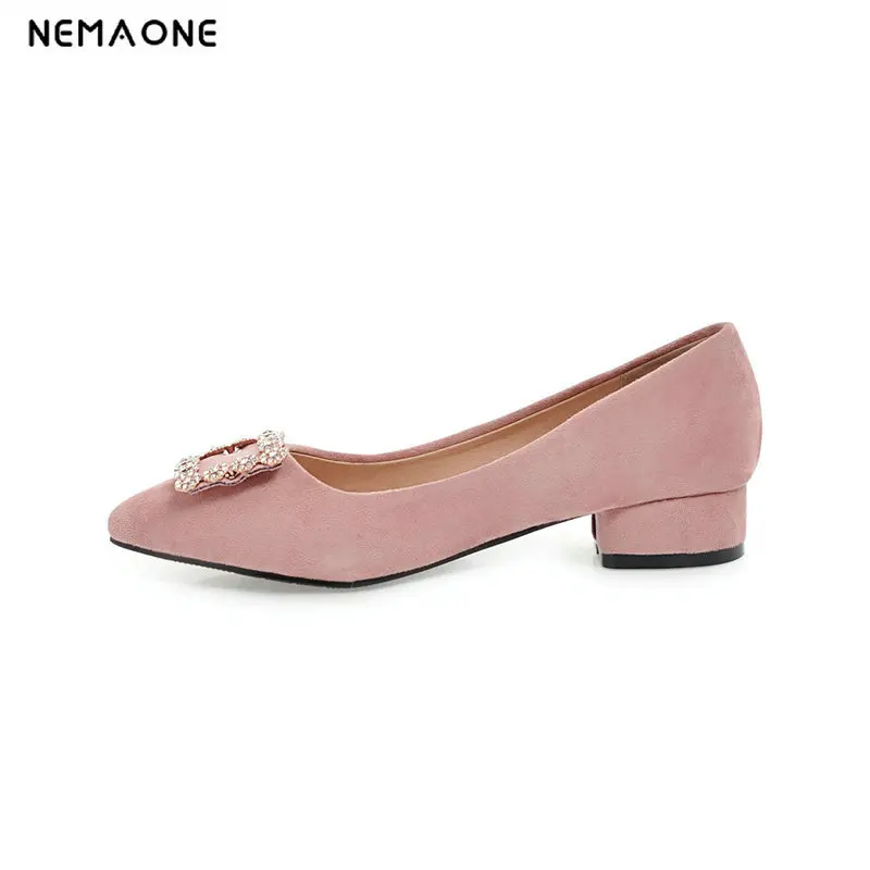 

Plus Size 34-43 Office Lady Shoes Faux Suede High Heels Woman Shoes Pointed Toe Dress Shoes Basic Pumps Women Boat