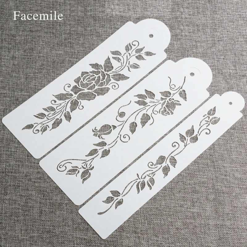 

3PCS/SET Tree Vine Leaves Fondant Cake Stencil Mould Border Lace Decor Icing Sugarcraft Tools 55063