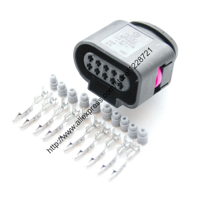 10Sets/lot 10pin 1J0973715 RH Door Latch Plug Connector Automotive Electrical Wire Connector