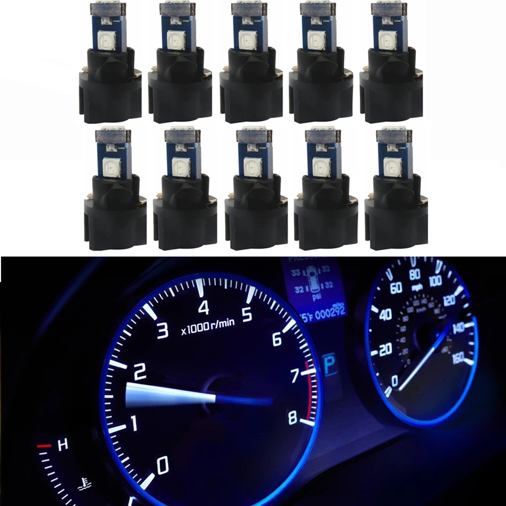 

WLJH 10x T5 LED Light 7 Color PC74 Twist Socket Interior Indicator Dash Gauge Instrument Panel Cluster Light Lamp Bulb for ford