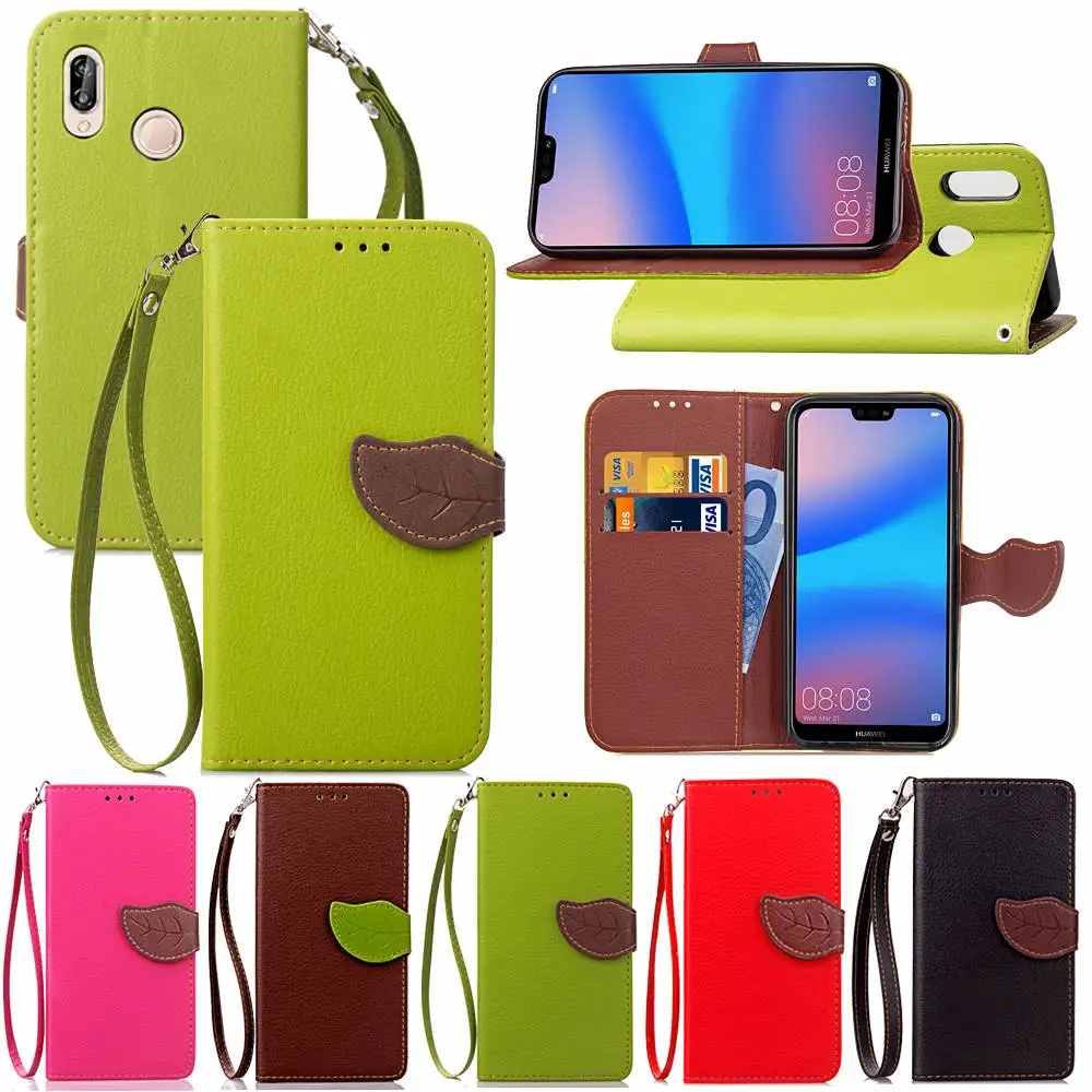 

Phone Cases For huawei P20 lite case leaf Card flip Case For huawei mate 10 pro P9 lite P8 honor 7C 6X Y7 Cases PU leather Shell
