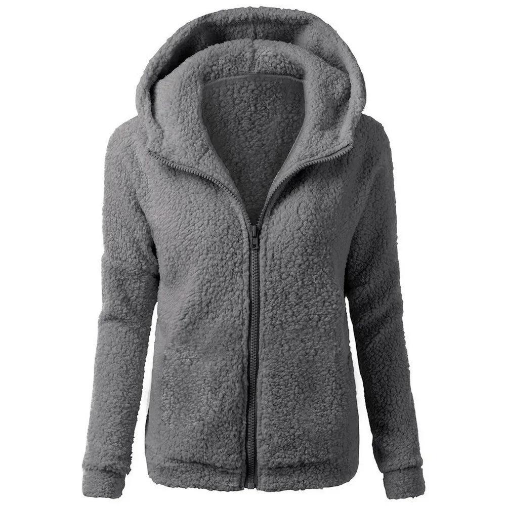 Women Hooded Teddy Coat Fleece Winter Warm Wool Zipper Thicker Coat Cotton zip-up Outwear oversized hoodie women Casual Coat new